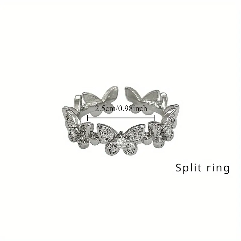 1PC شخصية الموضة الزركون فراشة خاتم المرأة المد ضوء الفاخرة المتخصصة تصميم فلاش خاتم الماس #5