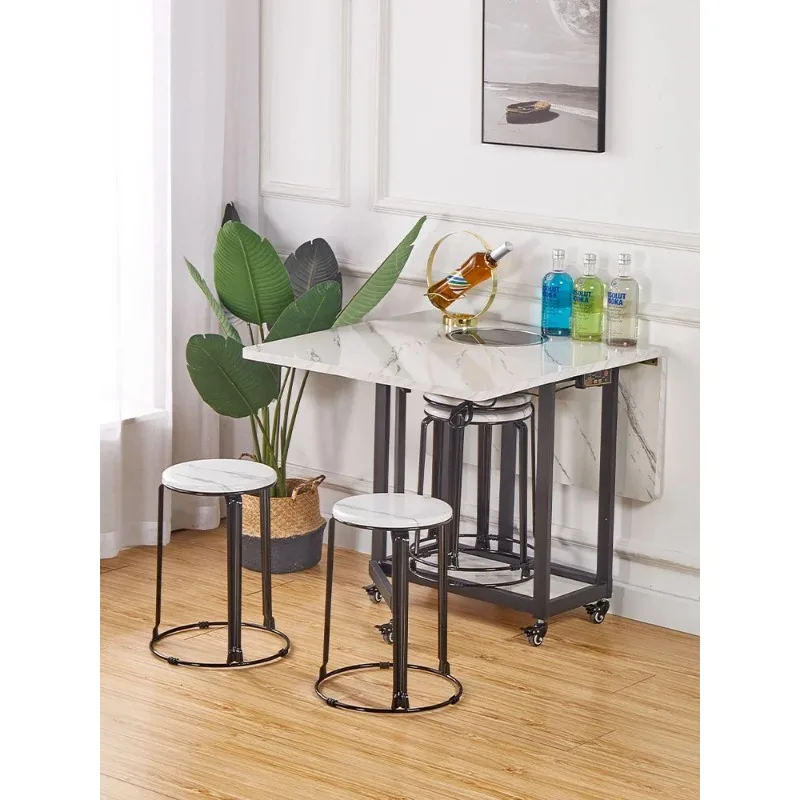 Foldable Induction Cooker Rectangular Dining Table Household Mobile Hot Pot Small Apartment Square Table 6 People Dining Table