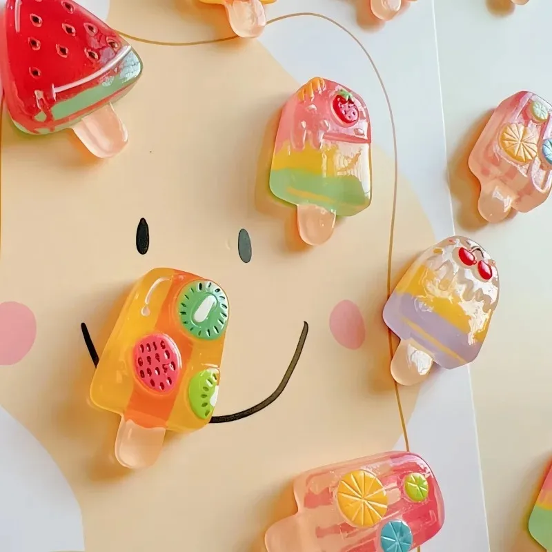 6pcs Fruit & Ice Cream Magnetic Fridge Magnets - Strawberry, Watermelon Designs for Kitchen Decor and DIY Projects - view 6