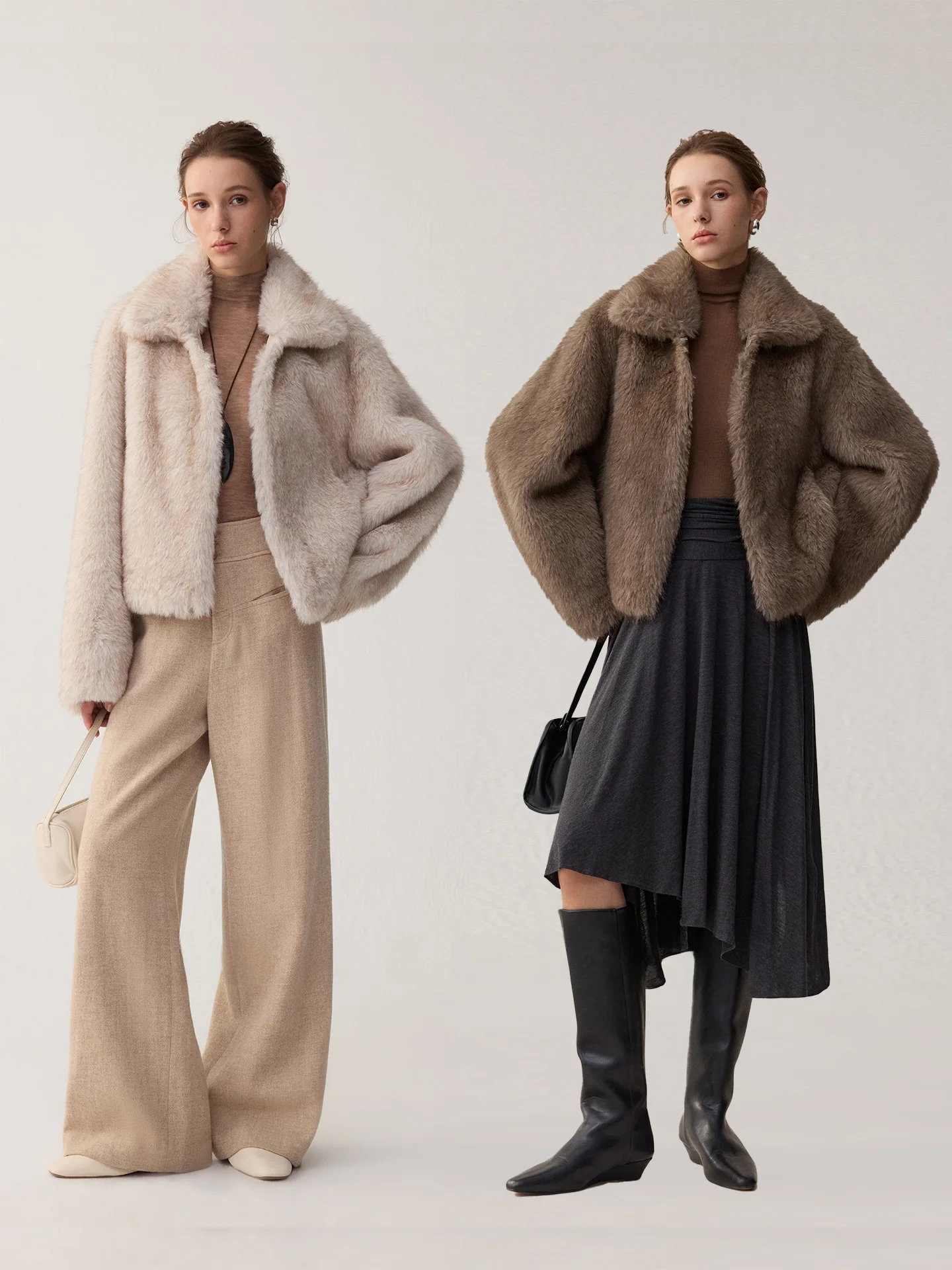 

JANEON Экологичное замшевое пальто с воротником из искусственного меха, женский теплый кардиган, повседневная свободная верхняя одежда, утепленная