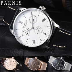 Parnis 41.5 Power Reverse Automatic Mens Boy Wristwatch Date Indicator Small Second