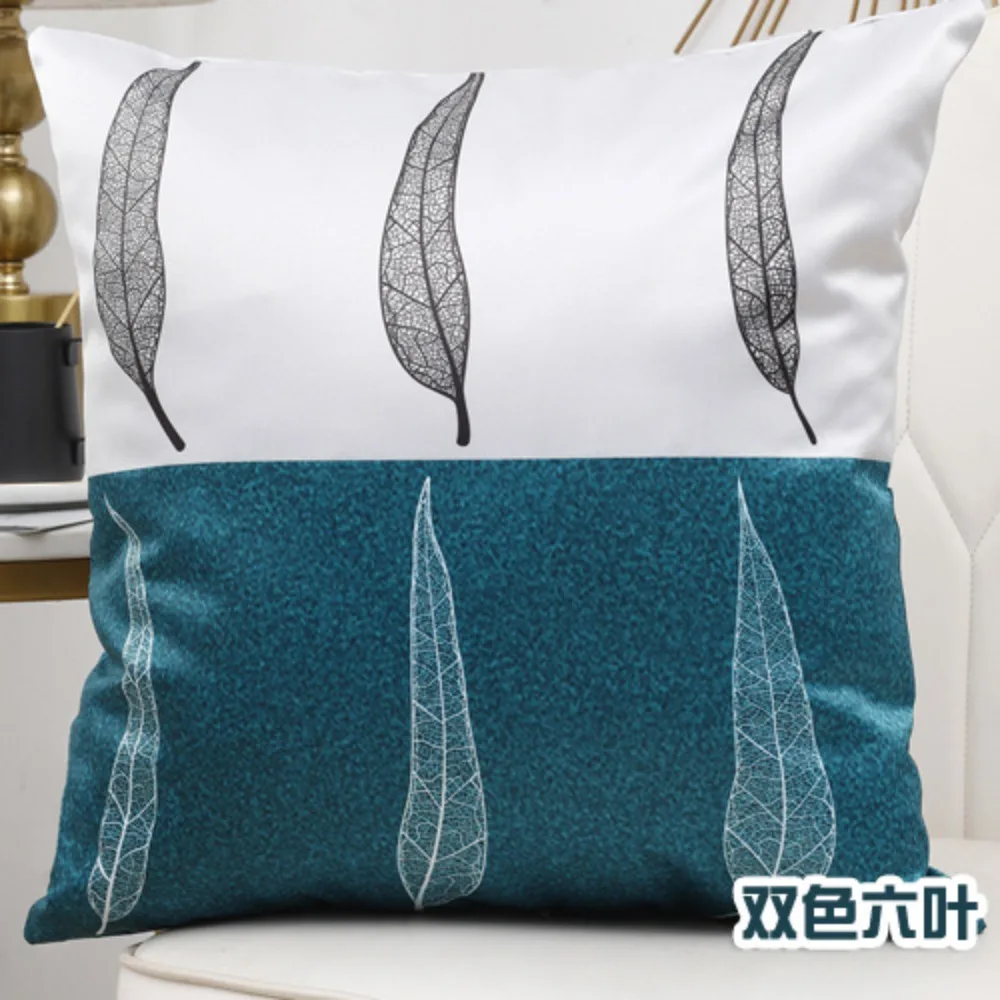 CIFBUY HelloYoung Luxury Modern Jacquard Cushion Cover Geometric Leaf Decorative Throw Pillowcase for Sofa Home New Year Decor