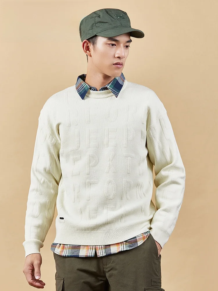 

Classic round Neck Knitted Wool Sweater Men's Casual Loose Fit Long Sleeve T-Shirt Autumn Season Fashion Urban Style