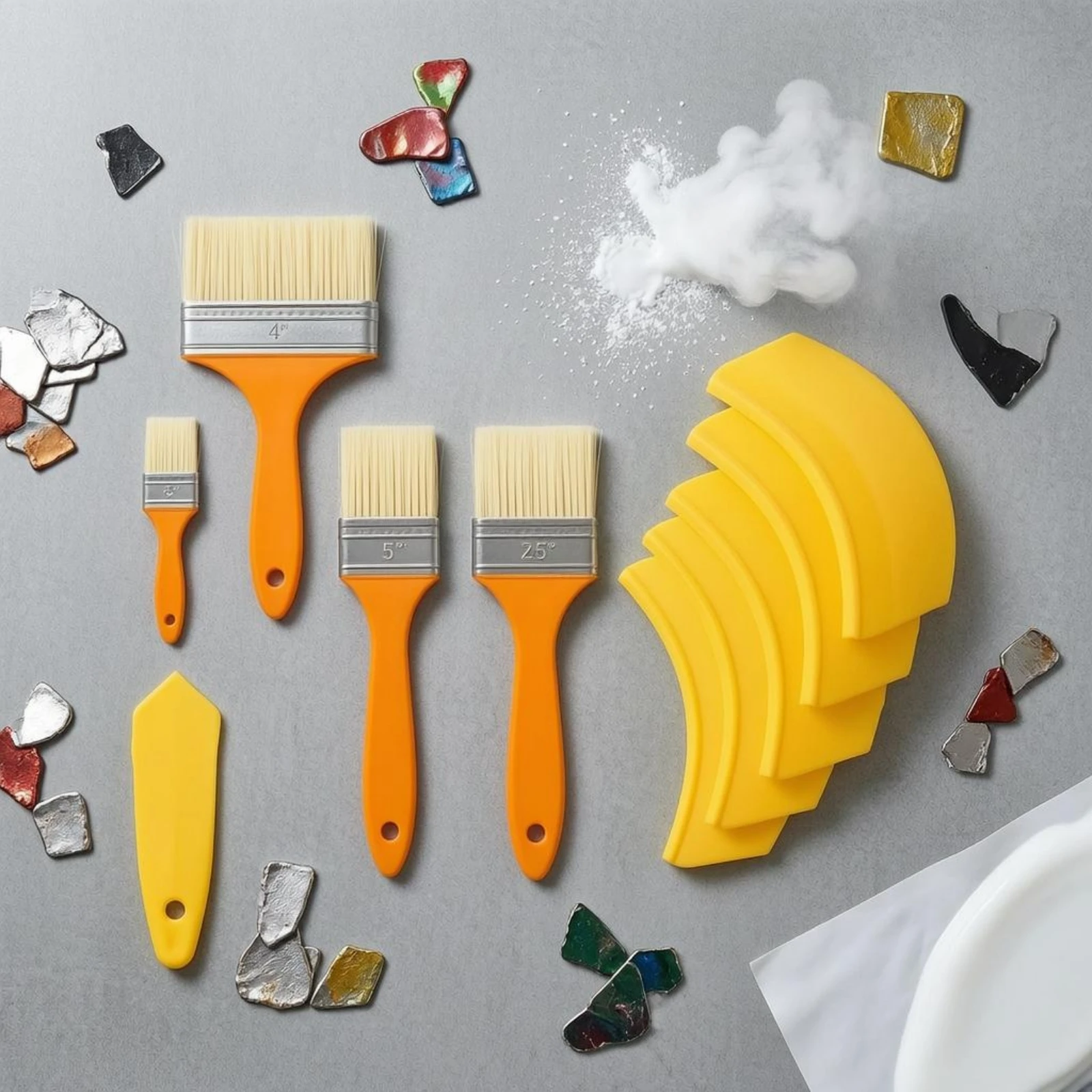

10 Pieces Paint Brush and Pour Spout Set Curved Paint Can Spout Set Painting Tools No-No-Spill Home Improvement Spill Resistant