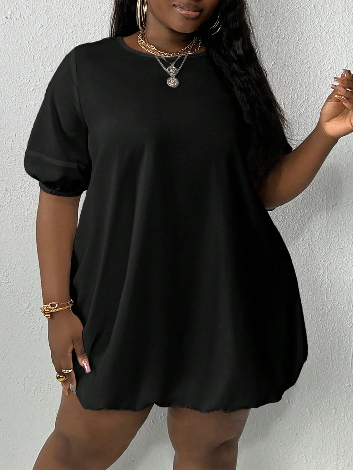 

Plus Size Women's Dresses Bubble Skirts Large Size T-Shirts Lantern Skirts Short-Sleeved Summer Casual Oversized Woman Clothing