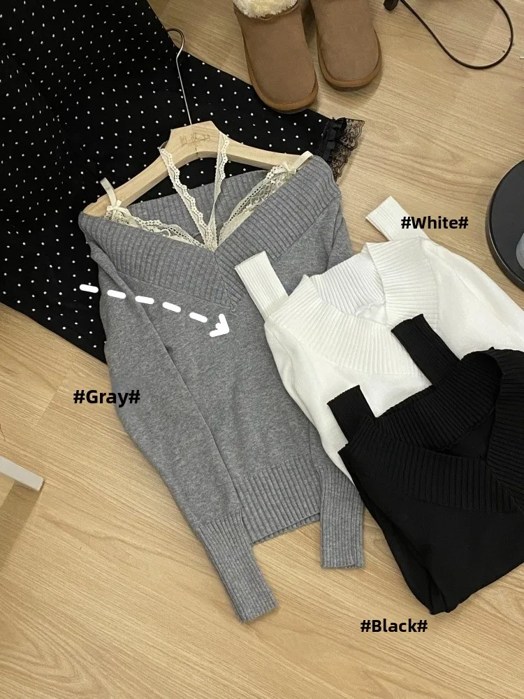 

Stunning Waist to Hip Ratio Vintage Long Knitted Sweater Versatile Base Layer irt Commute Sle V-Ne Regular Fit Long Sve