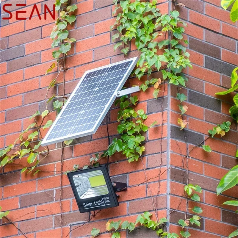 SEAN Luz solar 30W 60W 100W 200W Patio exterior impermeable IP65 lámpara de pared LED Control remoto