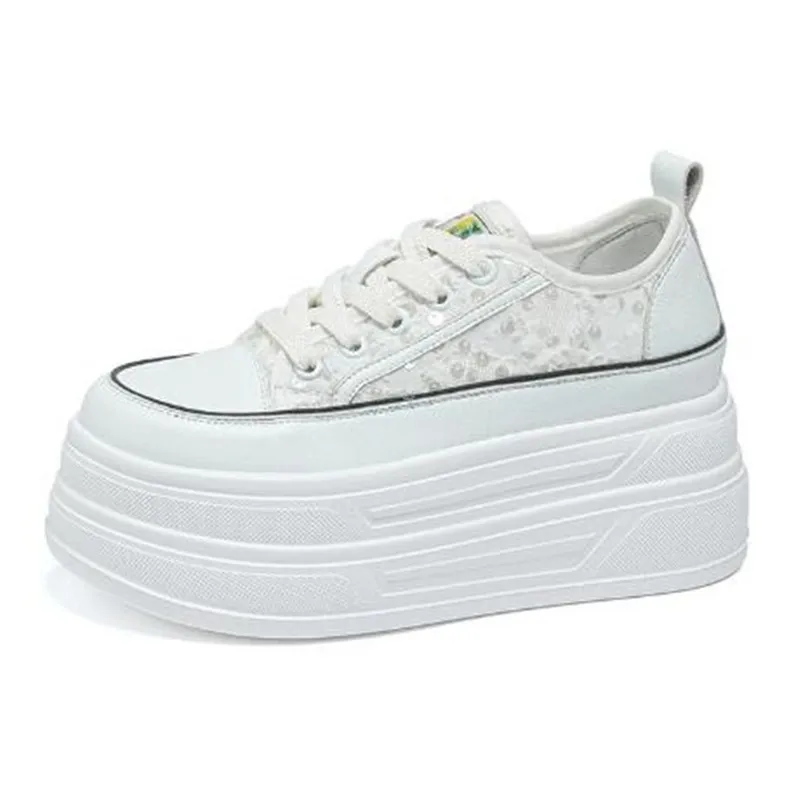 

7CM Bling High Platform Sneakers Casual Outdoor Skateboard Shoes Comfortable Lace Up Chunky Sneakers Running Sports Shoes Female