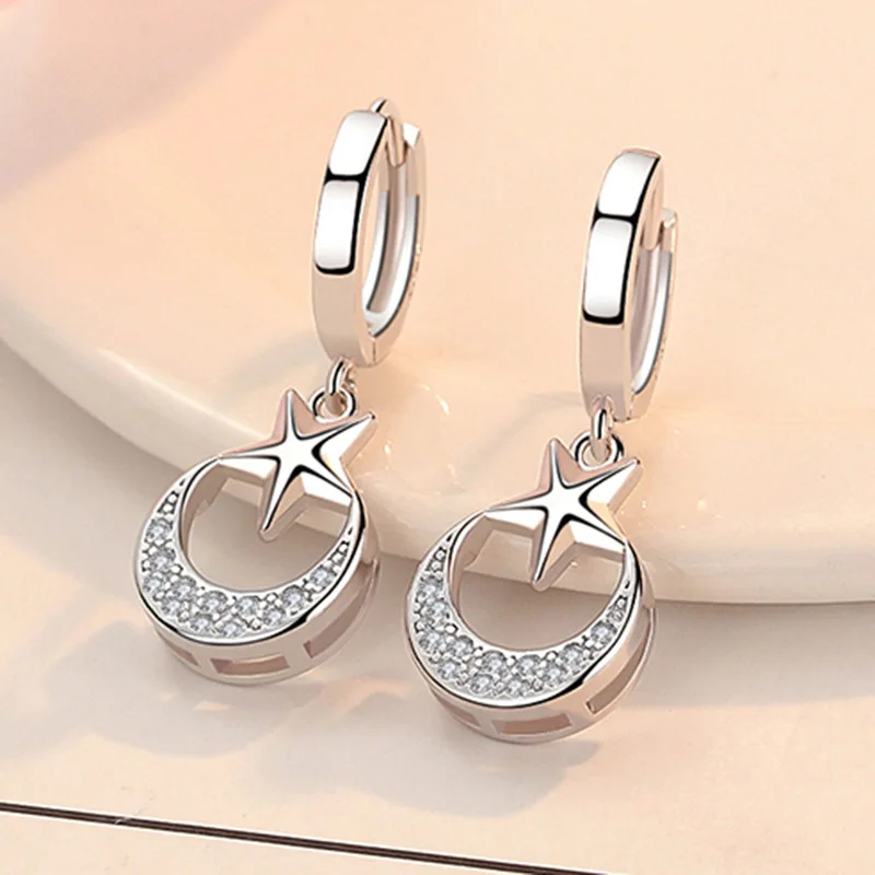 Women's 925 Sterling Silver Crystal Circle Hoop Earrings, Versatile