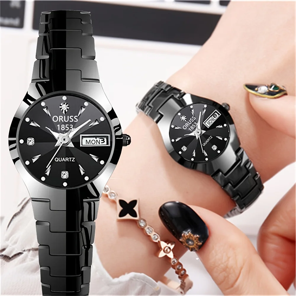 Classic fashion cool handsome women\'s watch trend personality double calendar student commuter women\'s watch