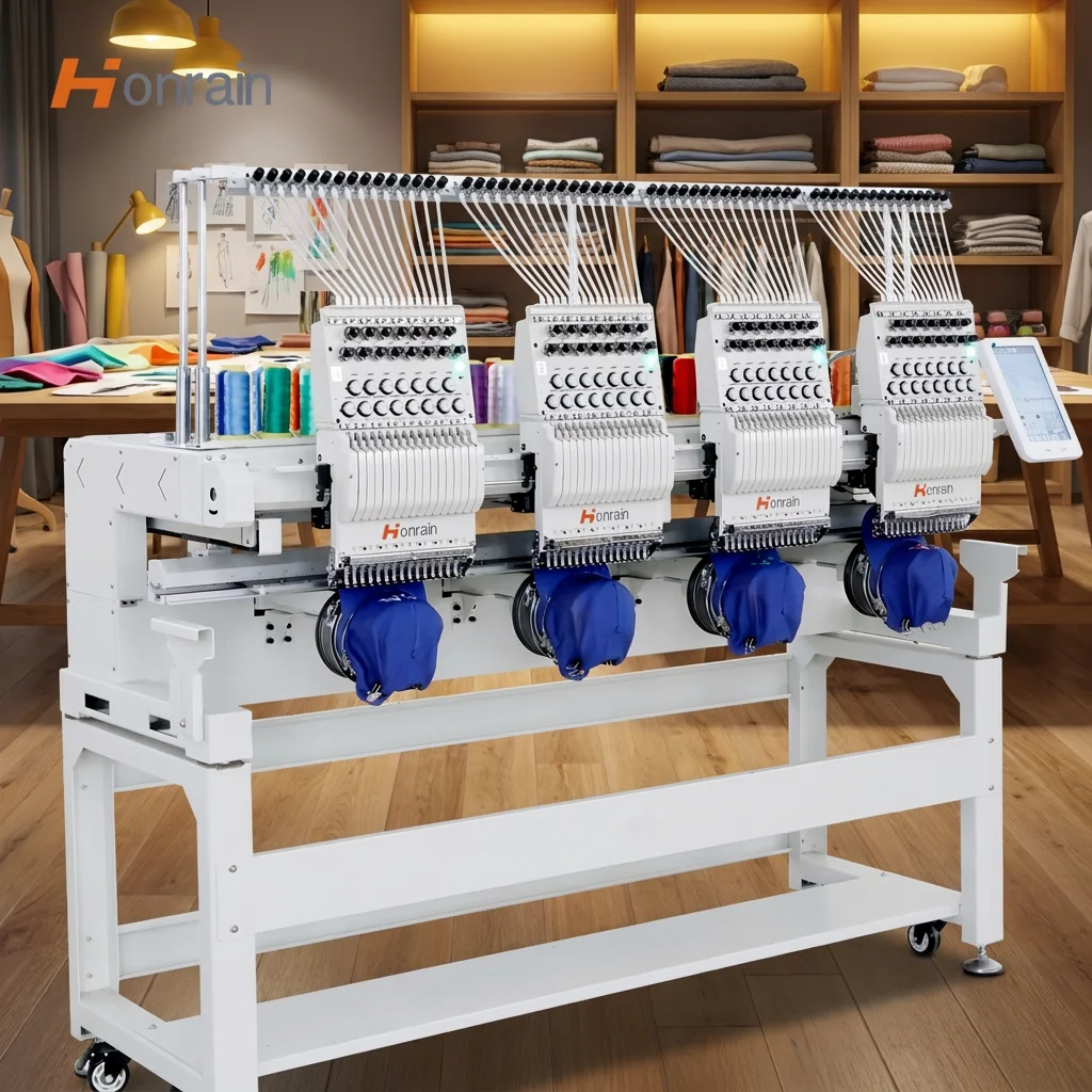 Honrain High-Accuracy Flat Cap Embroidery Machine for T-shirts Garments Printing Shops & Retail