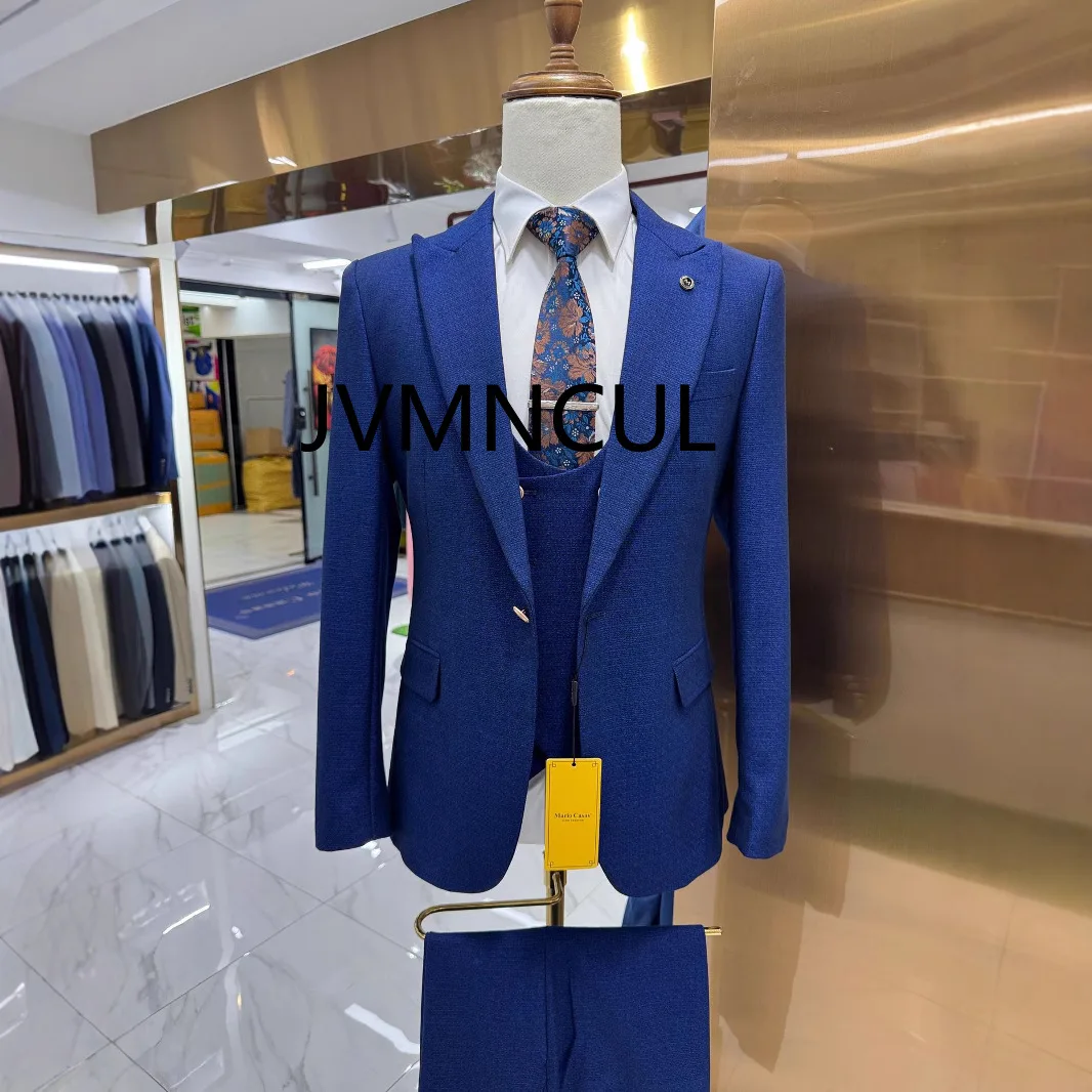 

Мужской повседневный свадебный костюм премиум-класса 2025 года для трансграничной торговли с металлическим поворотом, комплект из 3 предметов, 3 ПНПЧ на складе