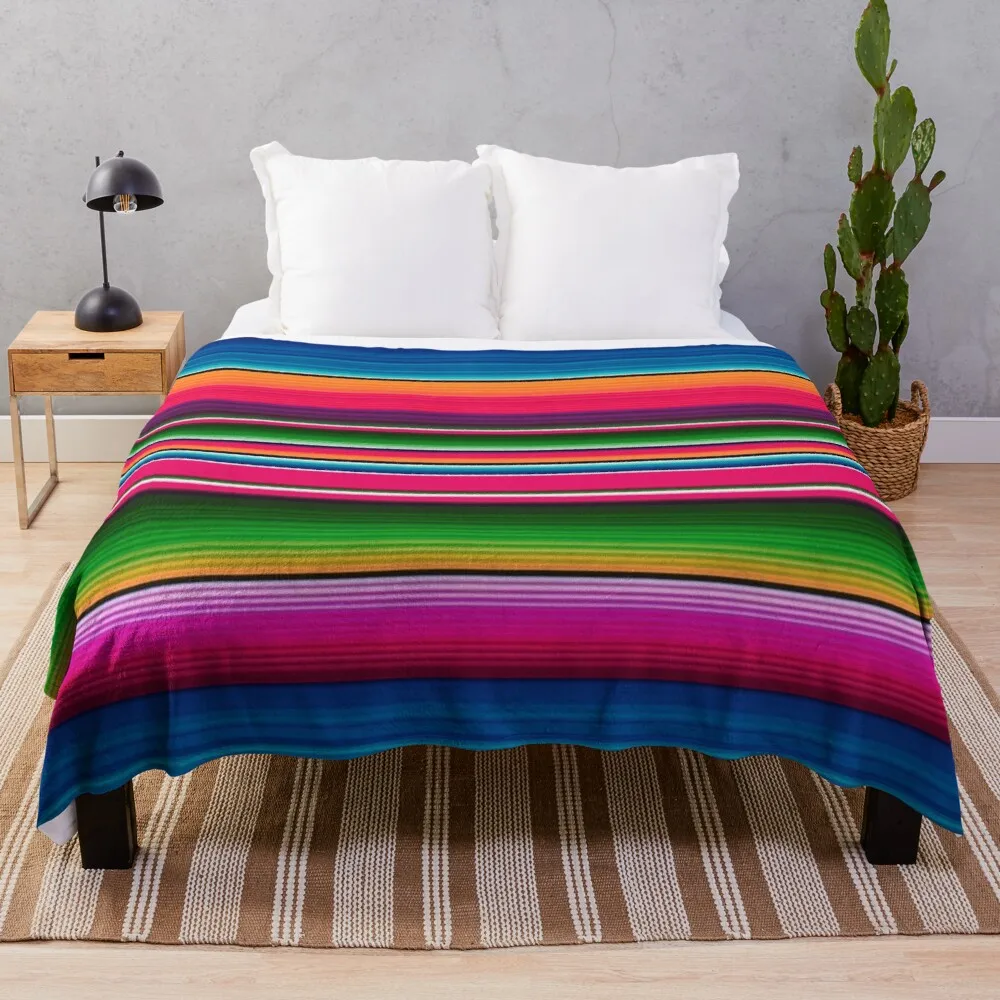 Mexican Blanket Striped Fiesta SerapeThrow Blanket comfort recieving blankets Blanket fleece