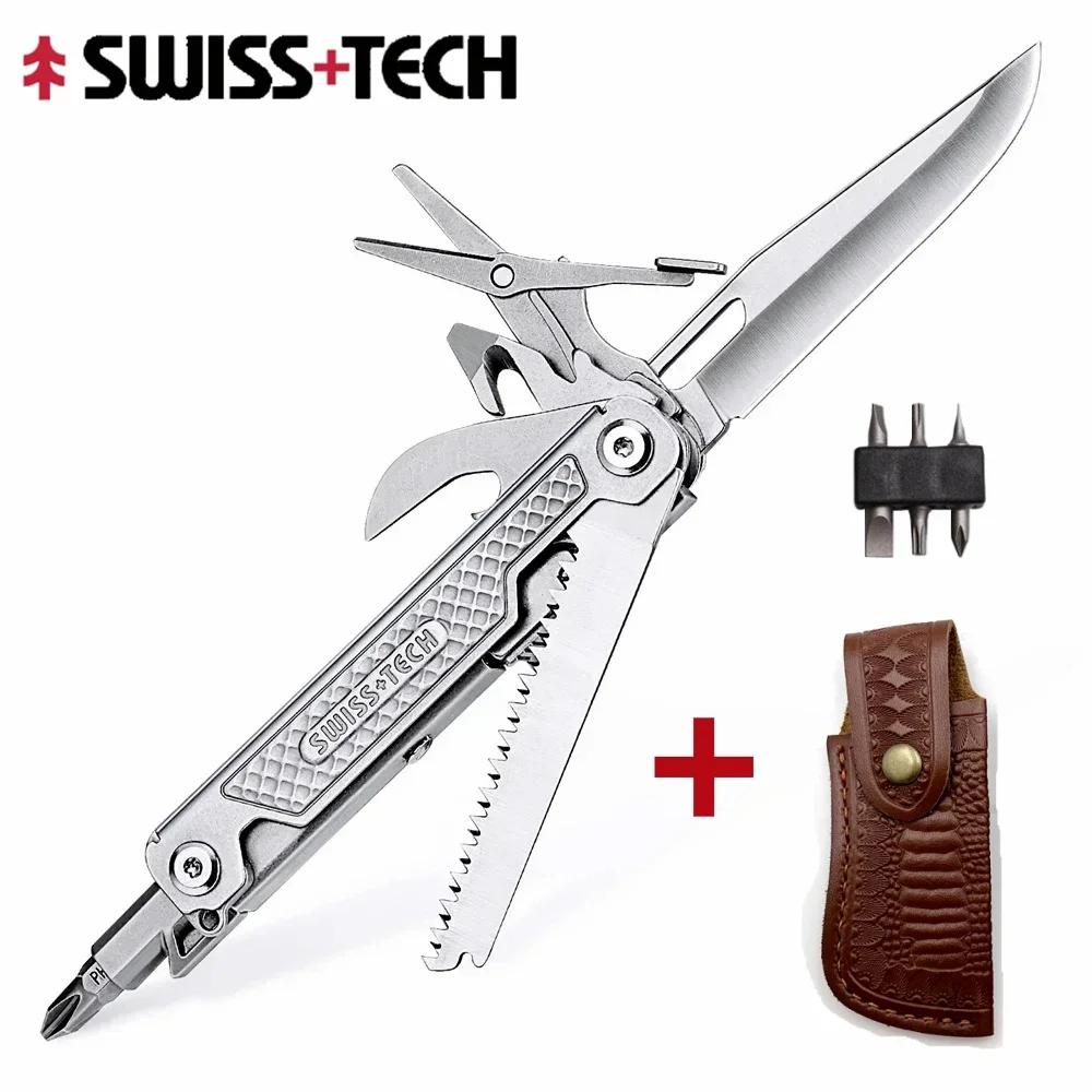 SWISS TECH 11 In 1 Multitool Mini Folding Knife Outdoor EDC Tactical Camping Survival Tools Portable Pocket Knife Scissors