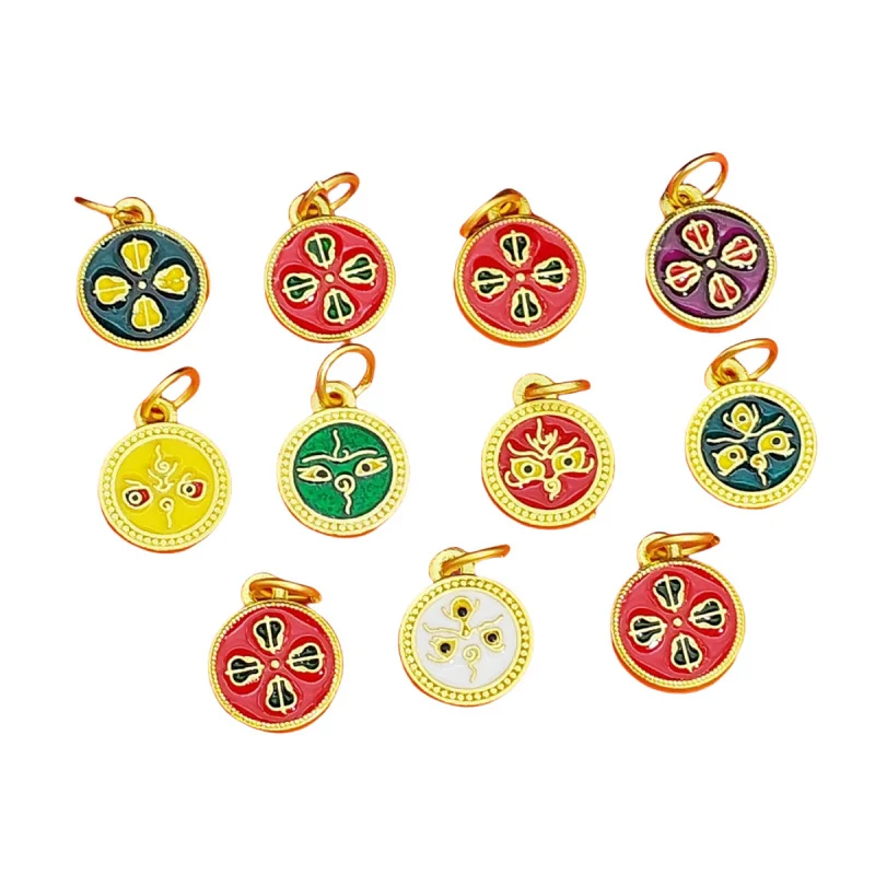 20pc set  Color-Preserving Ancient Double-Sided Dripping Oil Lucky Five Gods of Wealth PendantdiyNecklace Bracelet Pendant