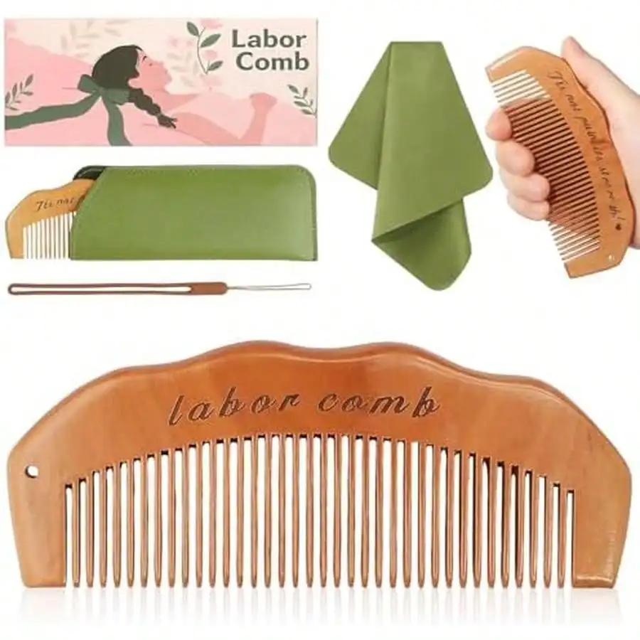 

Birth Comb For Labor Pain, Natural Wooden Labor Combs For Women Pregnancy, Pregnancy Hospital Bag Essentials&Delivery Essentials, Baby Comb & Shower Comb For New Mom Gifts