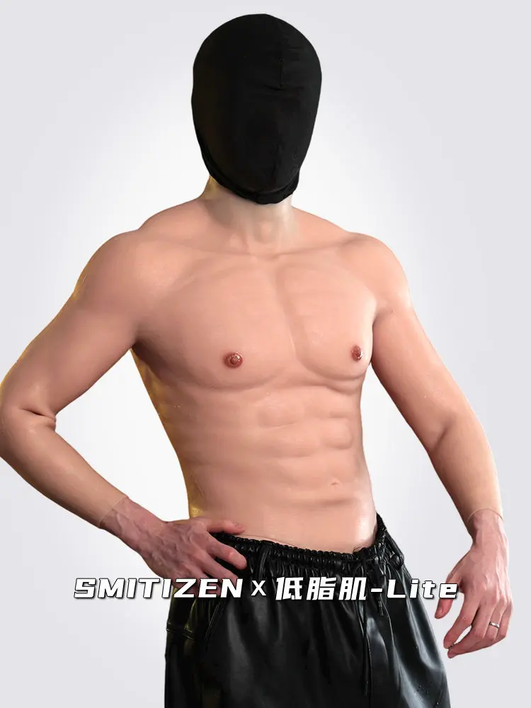 Realistic Silicone Lite Muscle Body Suit Slim Abdomen Simulation Torso Sleeve For Cosplay Crossdress Costume