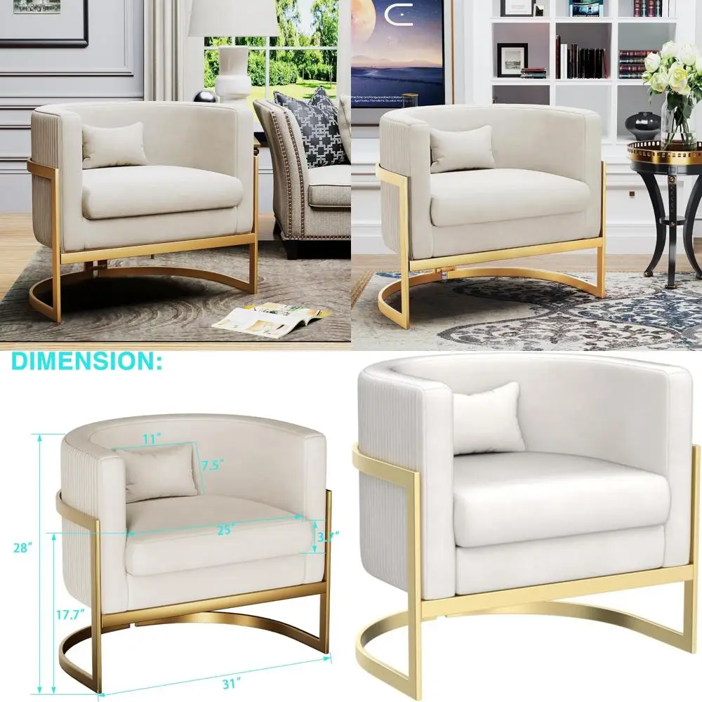 Silla moderna de terciopelo con patas doradas, sillón tapizado para sala de estar, dormitorio y asientos laterales de club