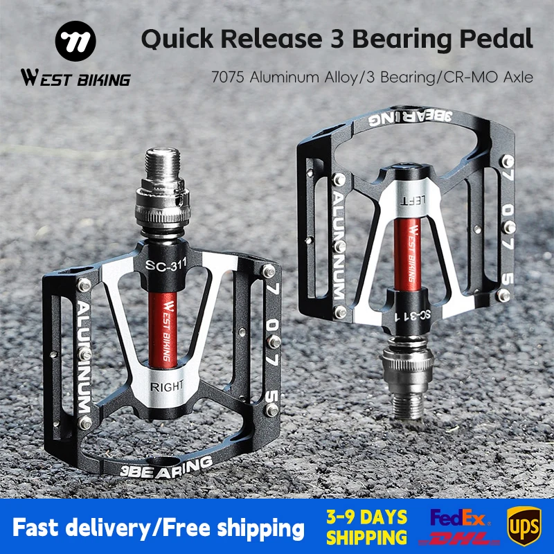 

WEST BIKING быстросъемные велосипедные педали с 3 подшипниками 7075, сверхлегкие педали из алюминиевого сплава MTB, круизеры, велосипедные складные велосипедные педали