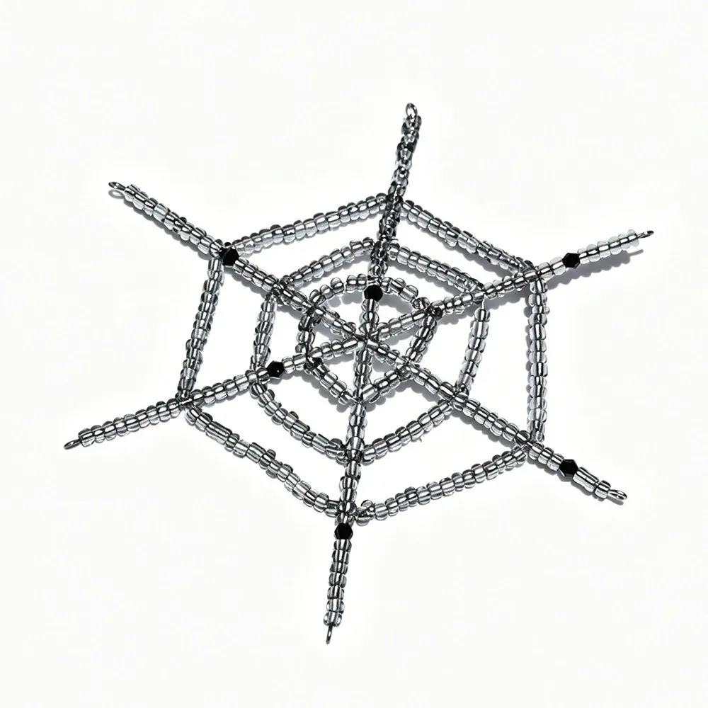 Beaded Spider Hanging Ornament Crystal-Like Faceted Beads Hanging Loop Halloween Spider Decoration Eight-Leg Spider Shape