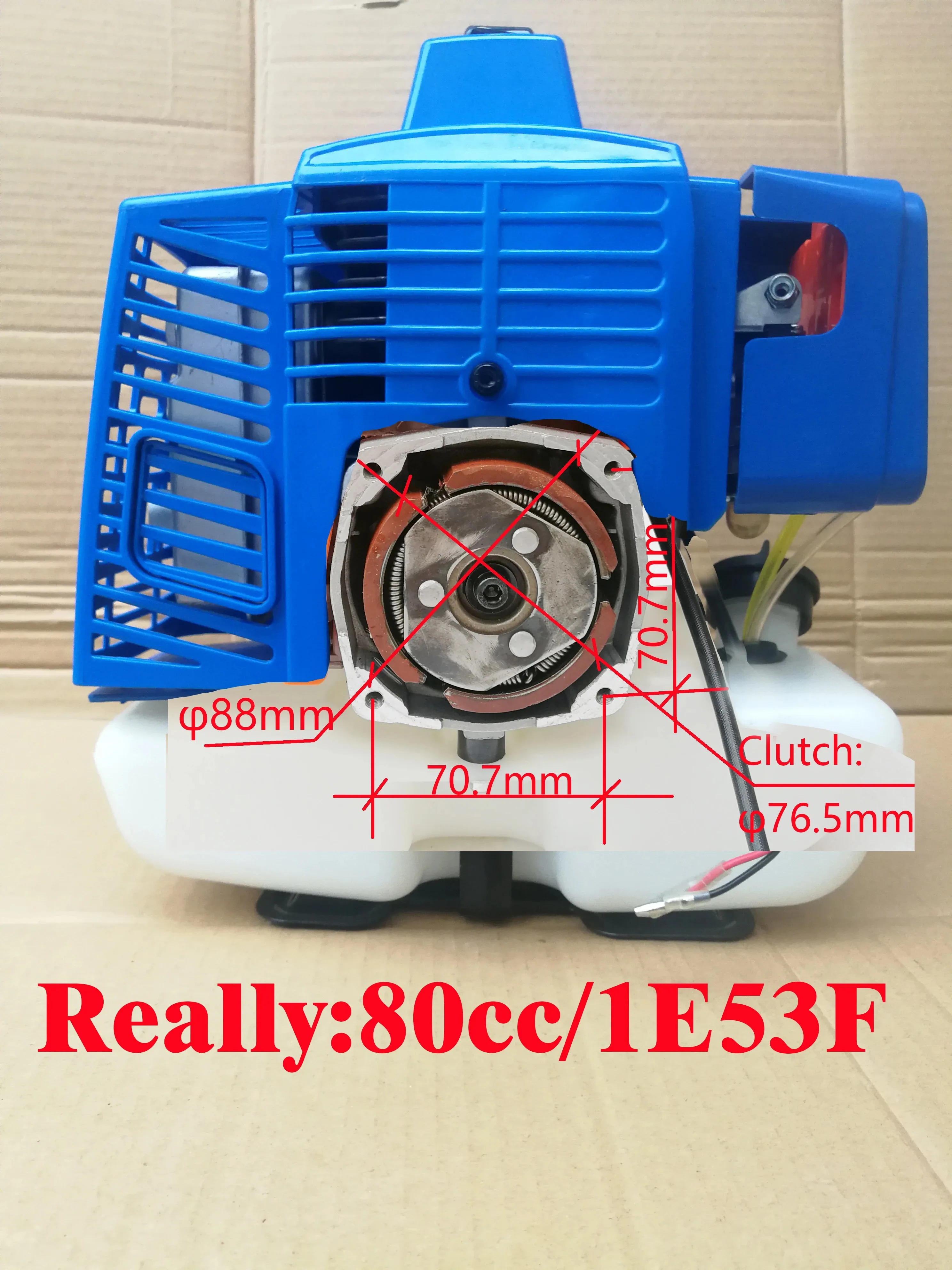 Blue Color Easy Start 80cc 1E53F Engine 2 Stroke Earth Drill Brush Cutter Goped Scooter Motor 53mm Cylinder Piston RC Car