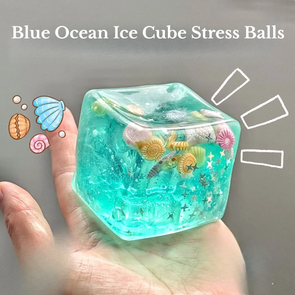 Taba Squishy Stressball-Würfel - Ozean-Sensorik-Fidget-Spielzeug, langsam aufsteigende Squishy-Spielzeuge für Kinder und Erwachsene, Quetsch- und Entspannungsgeschenk