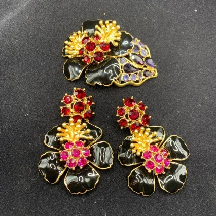 Creative Heavy Industry Colorful Oil-drip Flower Earrings Studs Irregular Glossy Glaze Petal Brooch