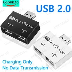 USB 2.0 Male To Twin Charger Dual 2 Port USB Splitter Hub Adapter Converter Charging USB Wire Plug For Laptop PC