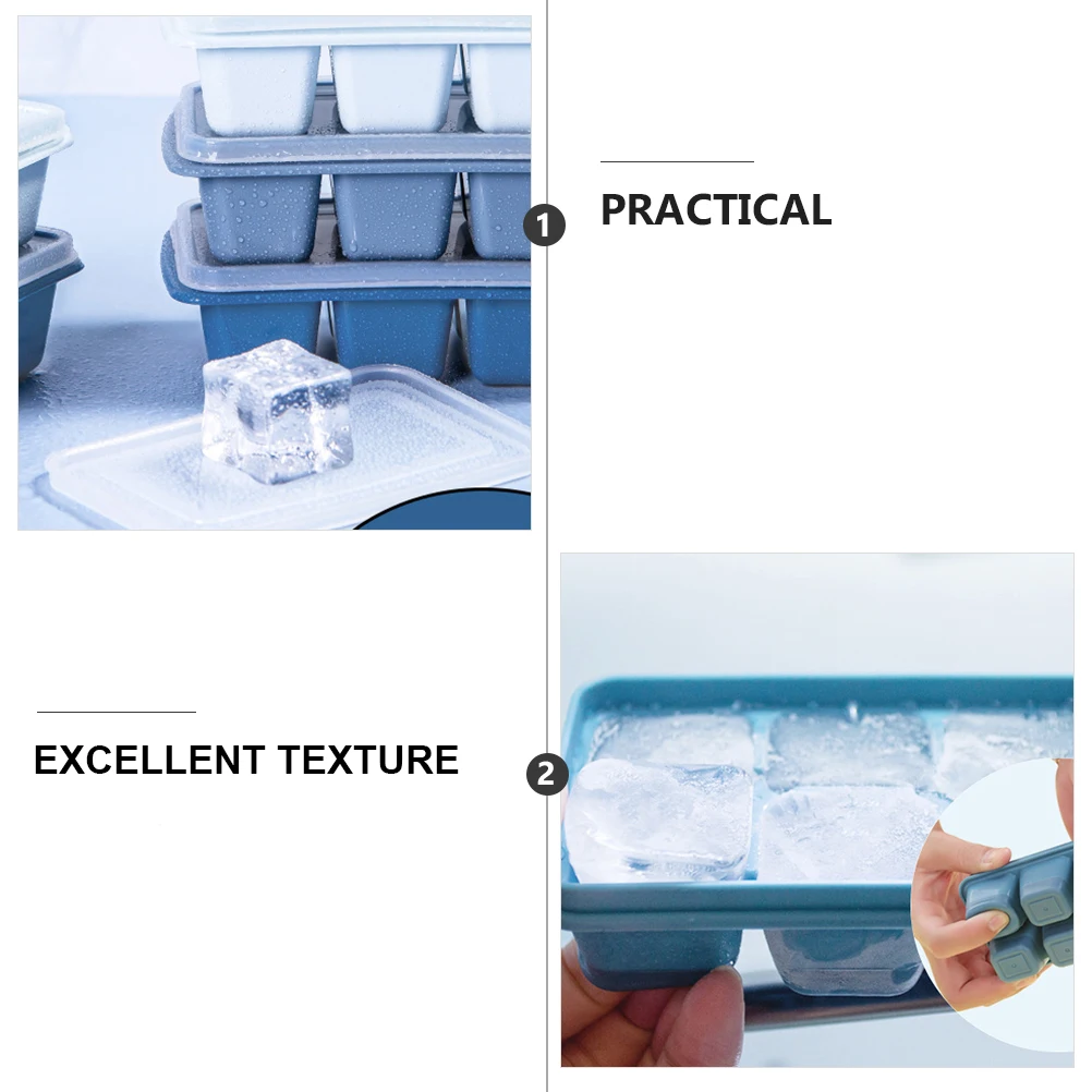 

4Pcs Plastic Ice Cube Tray Ice Mold for Refrigerator Easy to Clean with Lid Protects from Dirt Disturbance Grids Mold