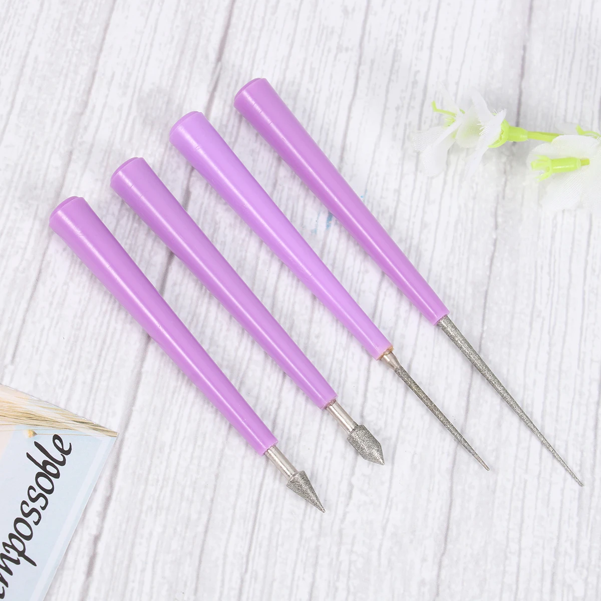 

4pcs Diamond Files Durable Multi-Function Hardened Steel Glass Tile Stone Gold Polishing Craft Hand Tools Violet Needle File