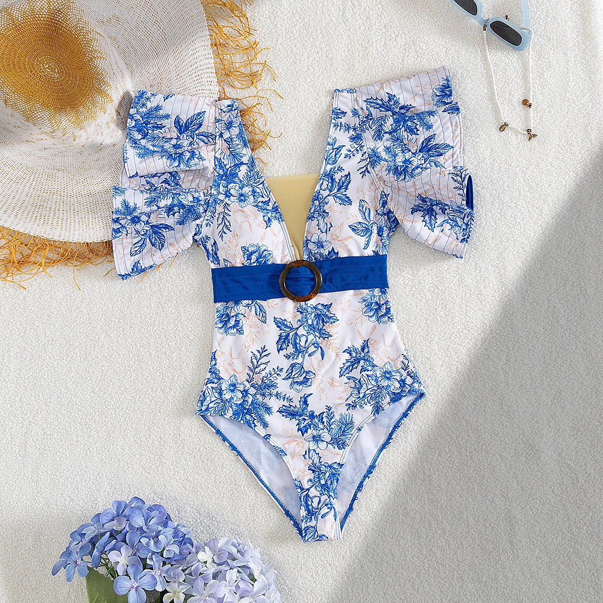 2025 Colorful Ocean Print One-Piece Swimsuit Vibrant Sea Life Pattern Perfect for Summer Beachwear and Pool Parties