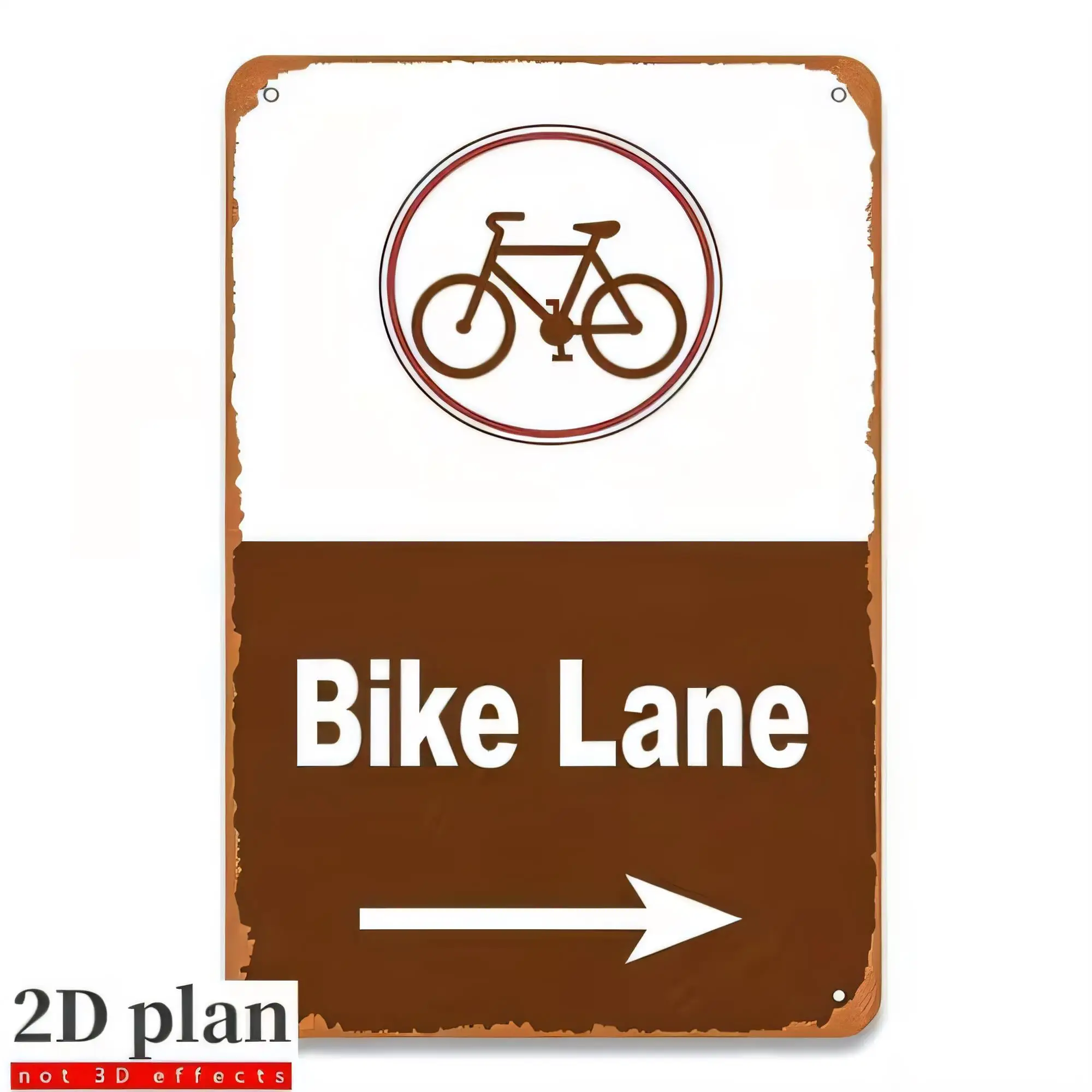 Tin Sign Bike Lane Vintage Road Sign Bicycle Track Wall Plaque 2D Print Metal Tin Poster Home Garage Bar Decor Retro Aestheti