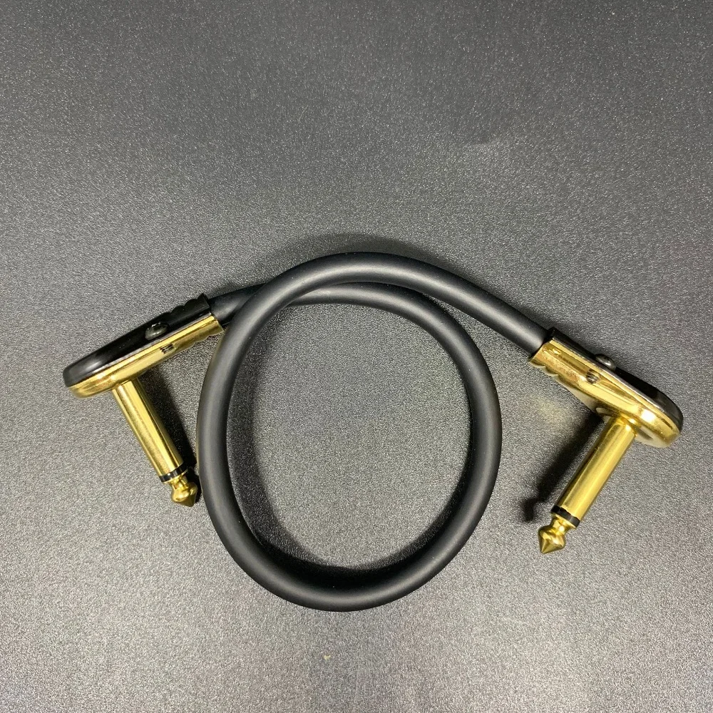 3 Buah Kabel Patch Gitar Berlapis Emas Sudut Kanan 10/15/20/30/60Cm 1/4 Kabel Gitar untuk Pedal Efek Gitar Kabel Audio Jack Jack