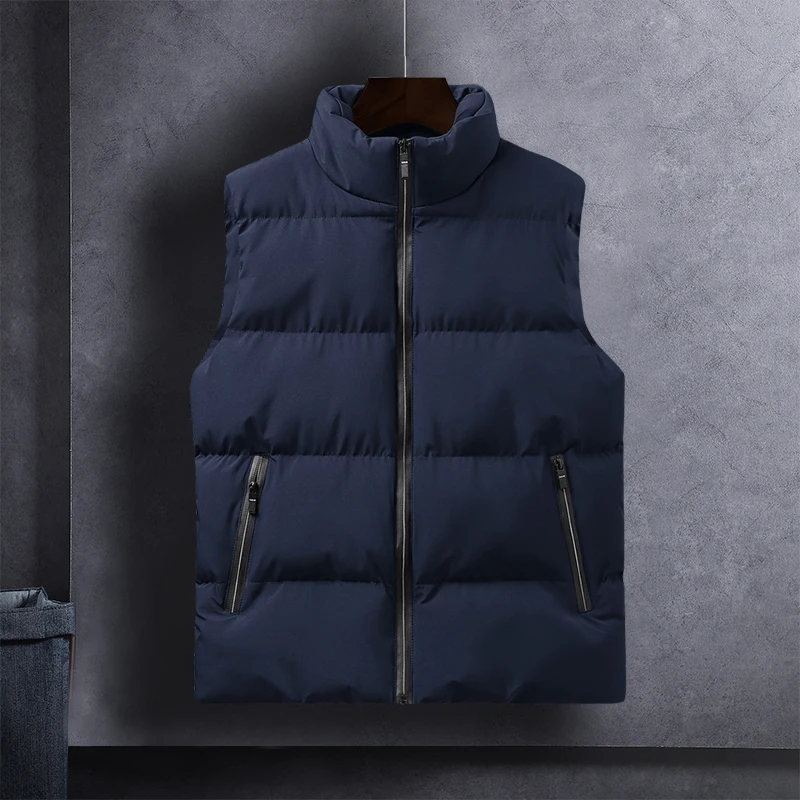 

Мужской повседневный утепленный жилет с воротником-стойкой, свободного кроя, больших размеров, осенне-зимний, новый, модный, с декоративной молнией