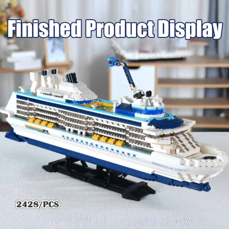 

2428PCS Luxury Sea Cruise Liner Model Building Blocks Ocean Going Ship Model Bricks With Display Stand Kids Toy Holiday Gifts