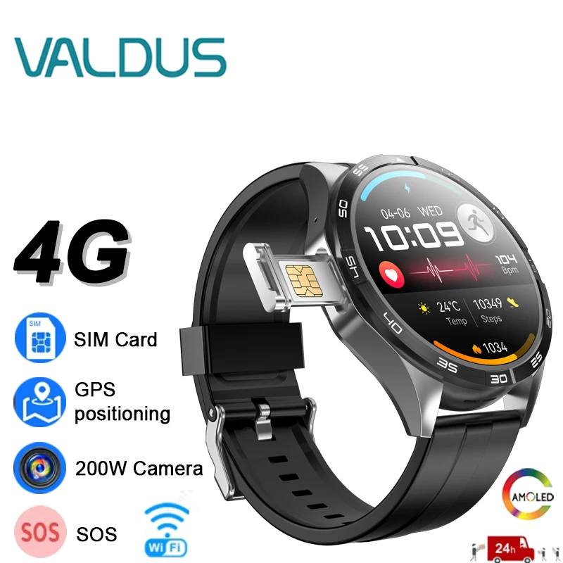 

VALDUS 2024 New VG52 Pro Smartwatch 200W Camera WIFI SIM Card GPS Positioning NFC SOS Video Call Man Woman AMOLED 4G Smart Watch