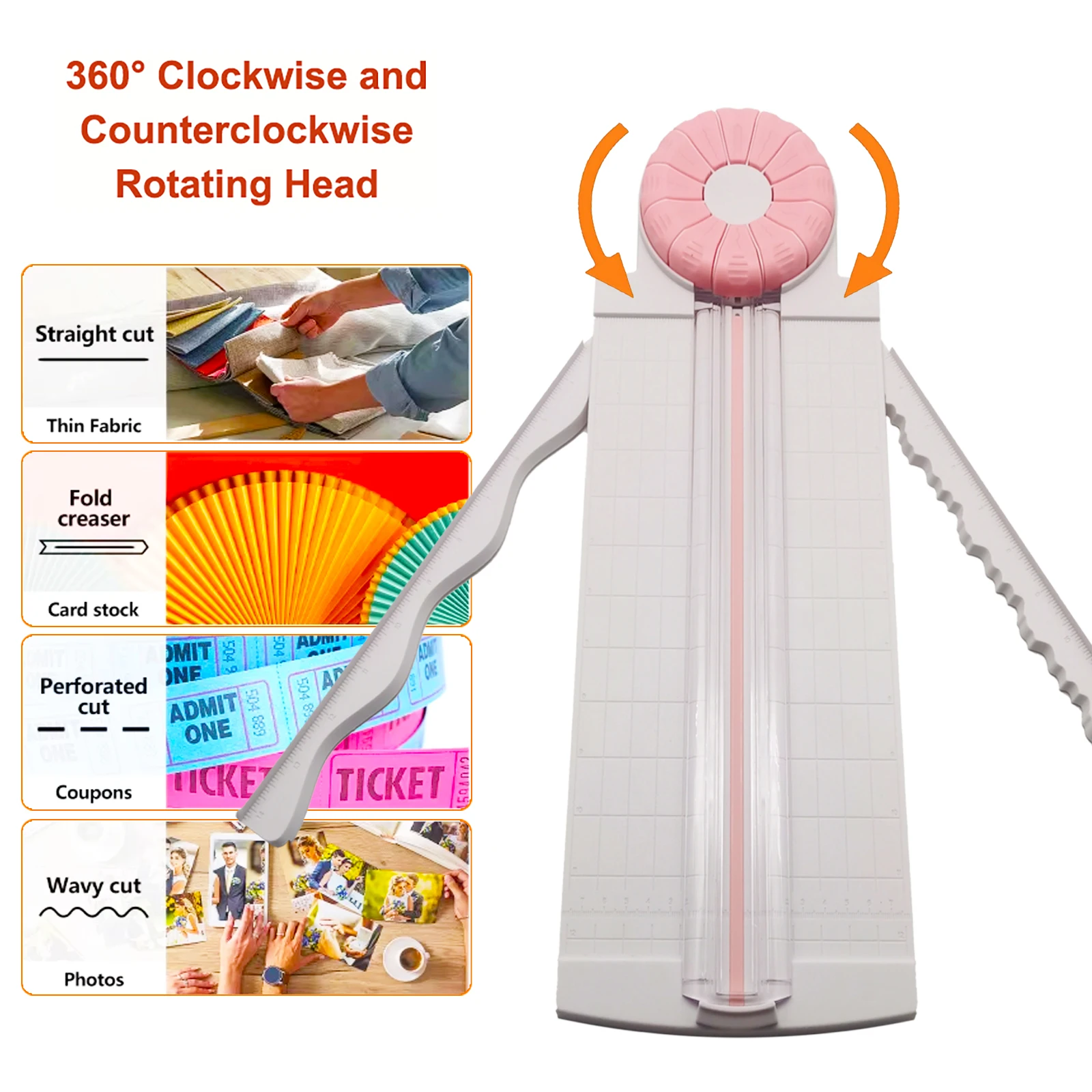 Lace Cutter for Width A5/A4/A3 Paper With 2 Extended Folding Rulers, 12 Style Wave Edges Craft Paper Cutter With Measurements