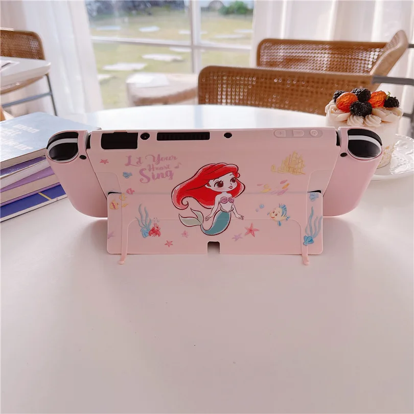 Disney-funda protectora de sirena para Nintendo Switch, carcasa suave para estación de carga, Oled, NS, Protector de cristal