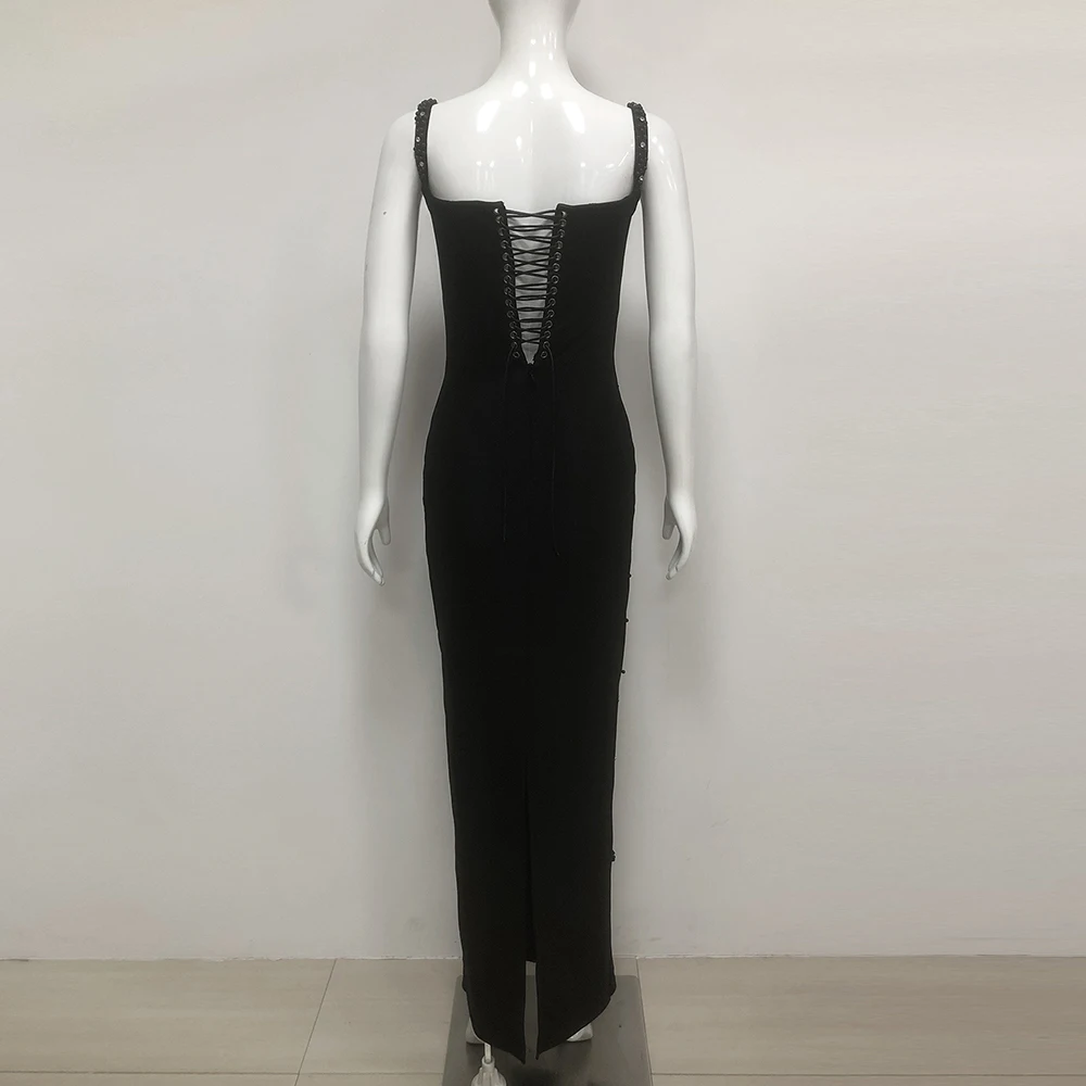 من المألوف ومثير bBackless الماس رصع الياقة الحمالة سليم المناسب ضمادة طويلة الورك المعانقة فستان السهرة #4