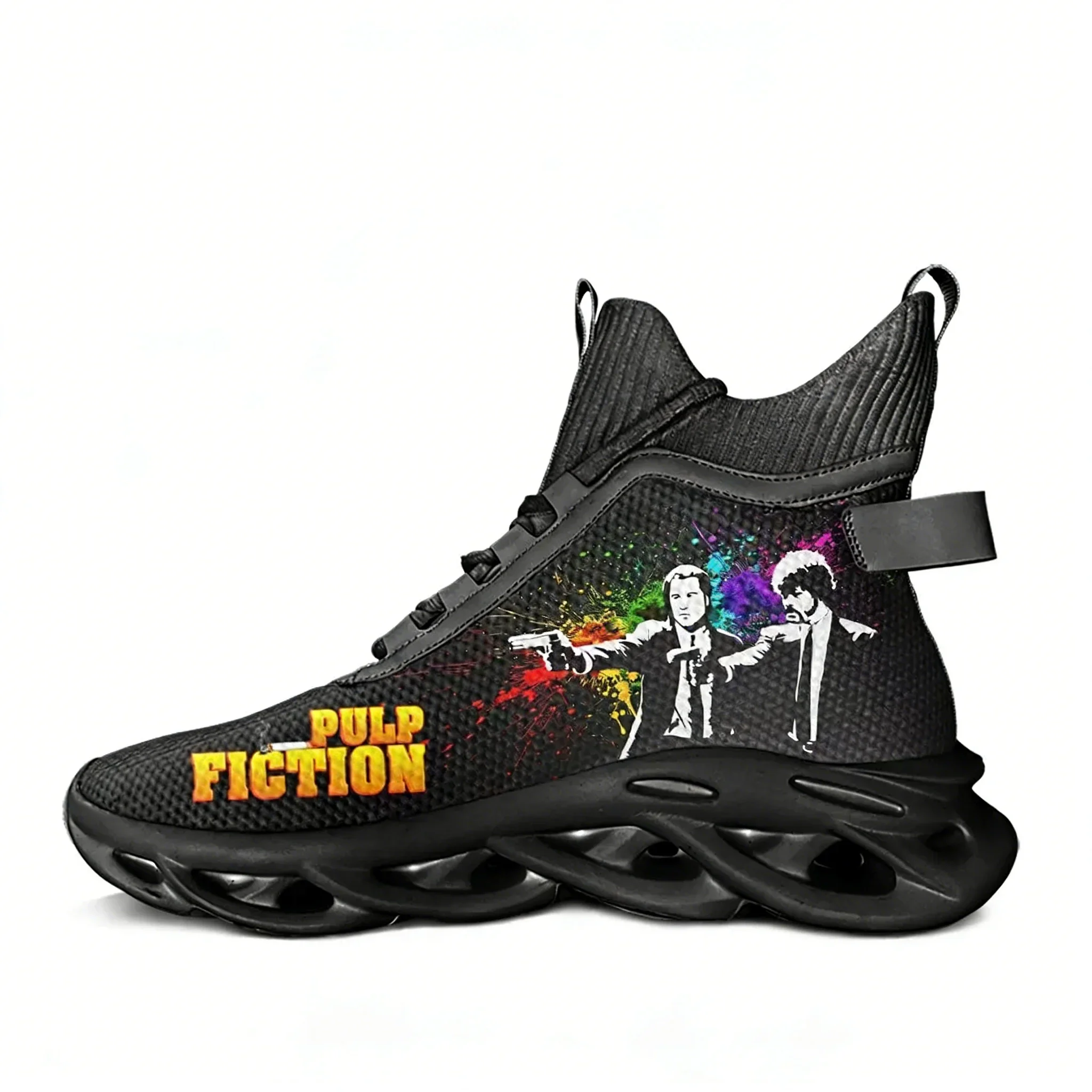 

Pulp Fiction High Top Flats Sneakers John Travolta Mens Womens Sports Hiking Travel Shoes Running Shoes Travel Custom Shoes