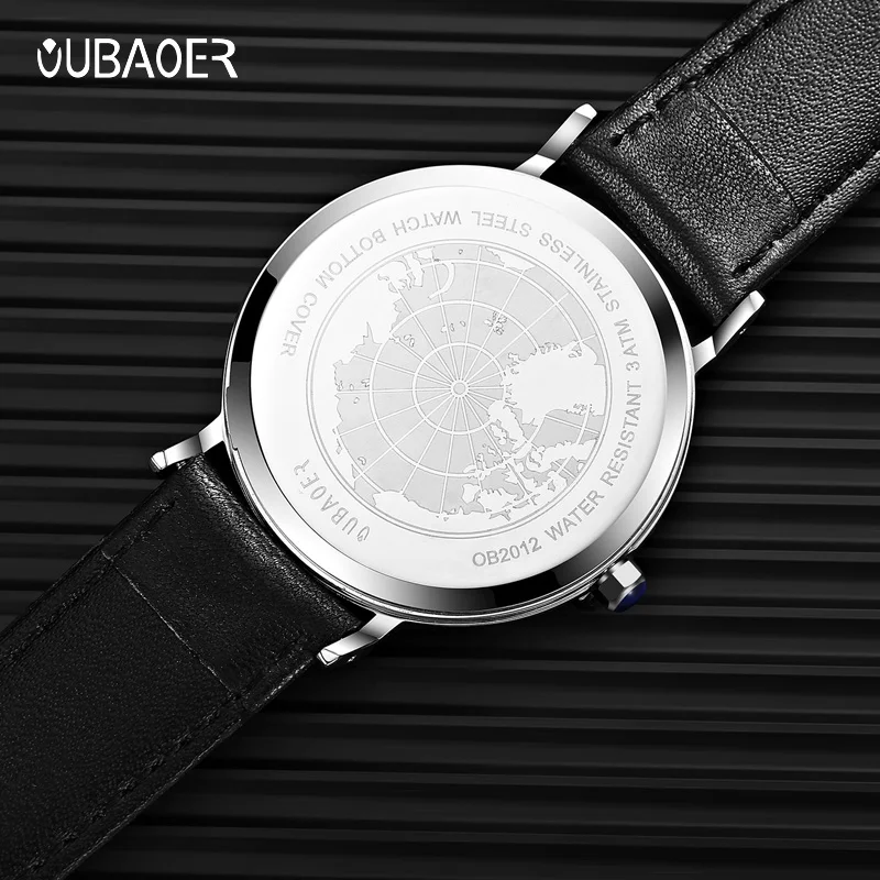 40mm New OUBAOER Men\'s Quartz Watches Sapphire Luxury Chronograph Stainless Steel Waterproof Men\'s Watch Relogio Masculino