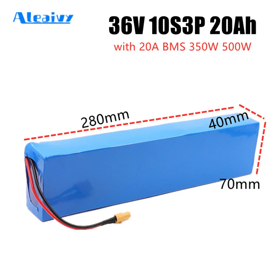 

New 36V 10S3P 20Ah 42V 18650 lithium ion battery pack For e-bike electric car bicycle motor scooter with 20A BMS 350W 500W