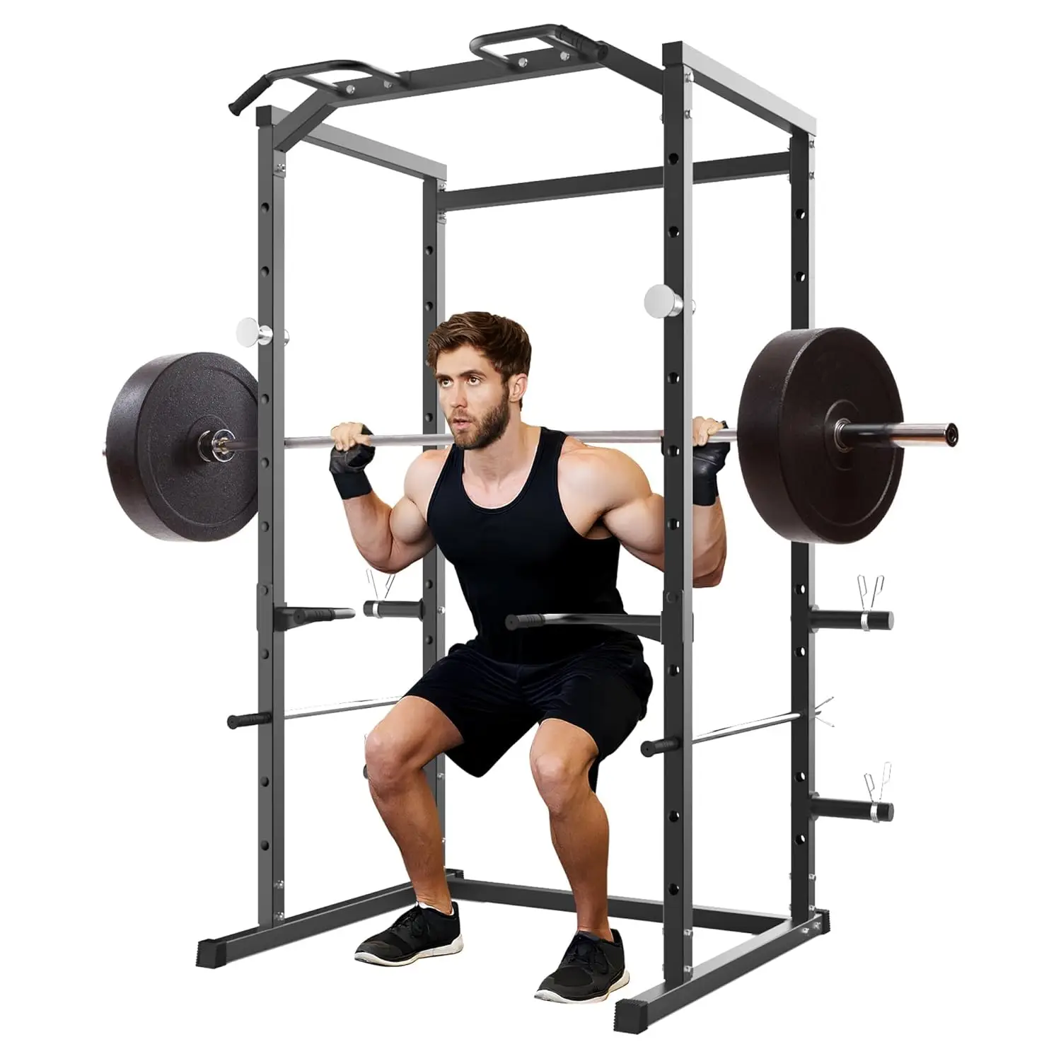 

Heavy Duty Squat Rack Power Cage, Strength Training Power Cages for Home Gym, 1100 LB Capacity Power Rack with Pull-Up, Custom