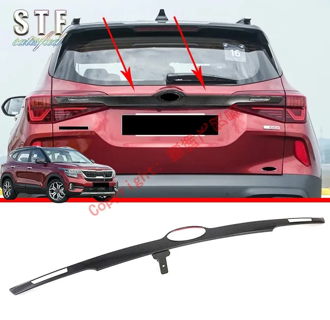 Carbon Fiber Style  Rear Trunk Lid Cover Trim For KIA Seltos 2019 2020 Car Accessories Stickers