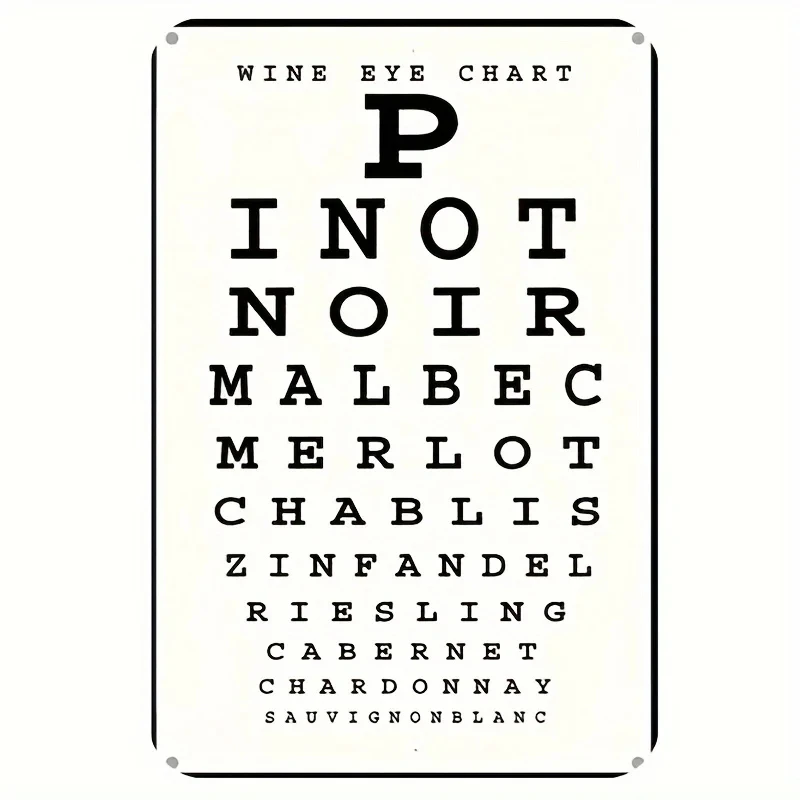 Vintage Wine Vision Chart Metal Sign 8x12inch - Ideal for Home Bar, Kitchen, Cafe, or Garage Wall Decoration |   Rustic Style, No Power Required