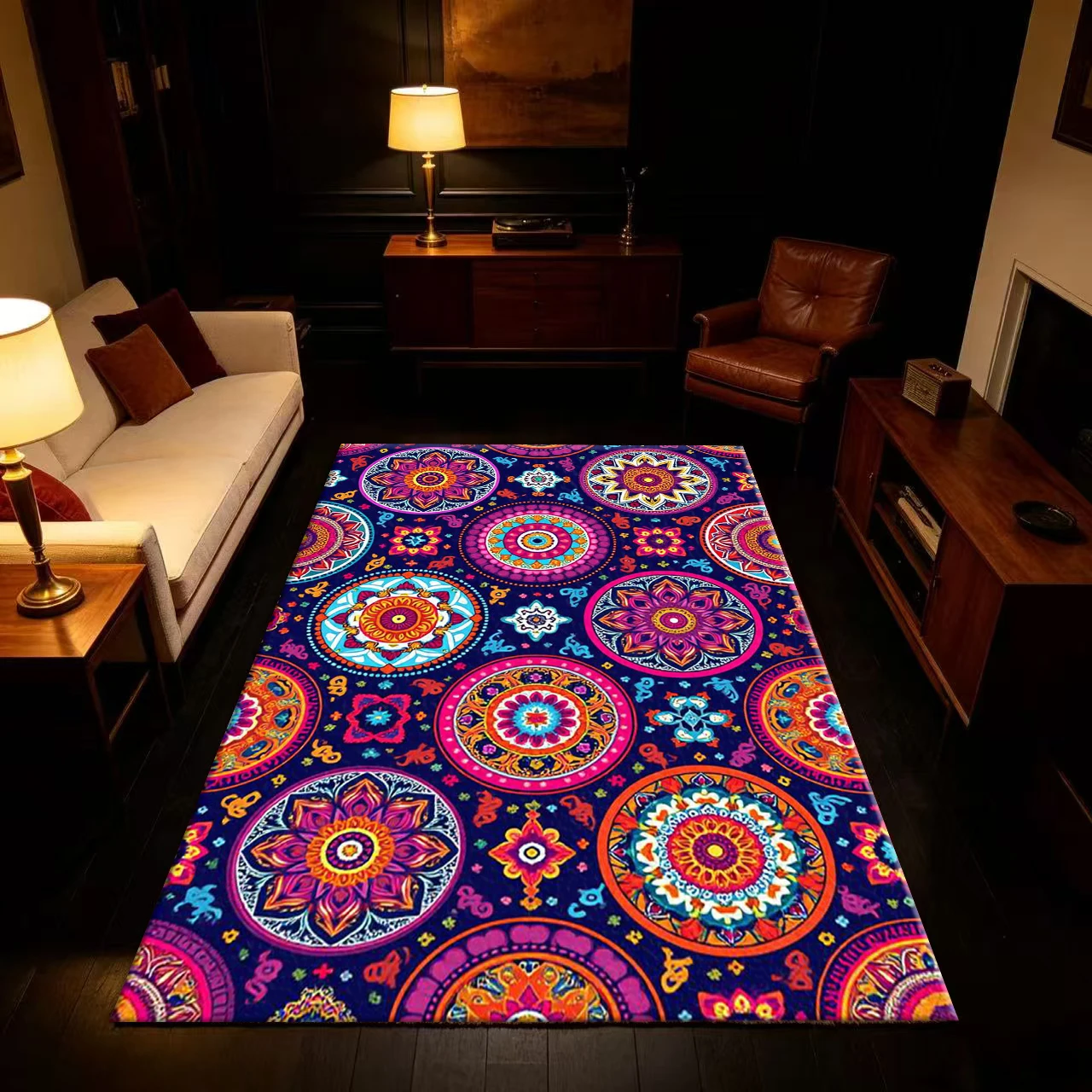Bohemian Mandala Pattern Colorful Bohemian Ethnic Style Seamless Pattern Carpet Floor Non-Slip Mat