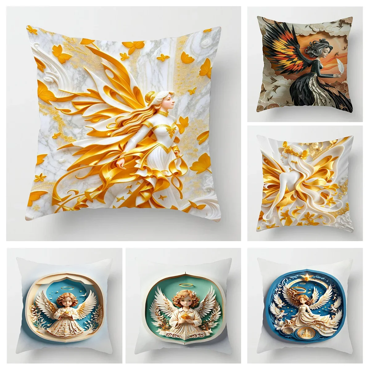 Home Decor Fantasy Angels Printed Pillowcase for Decor Pattern Cushion Cover Suitable for Sofa Bedroom Car Pillow Cover