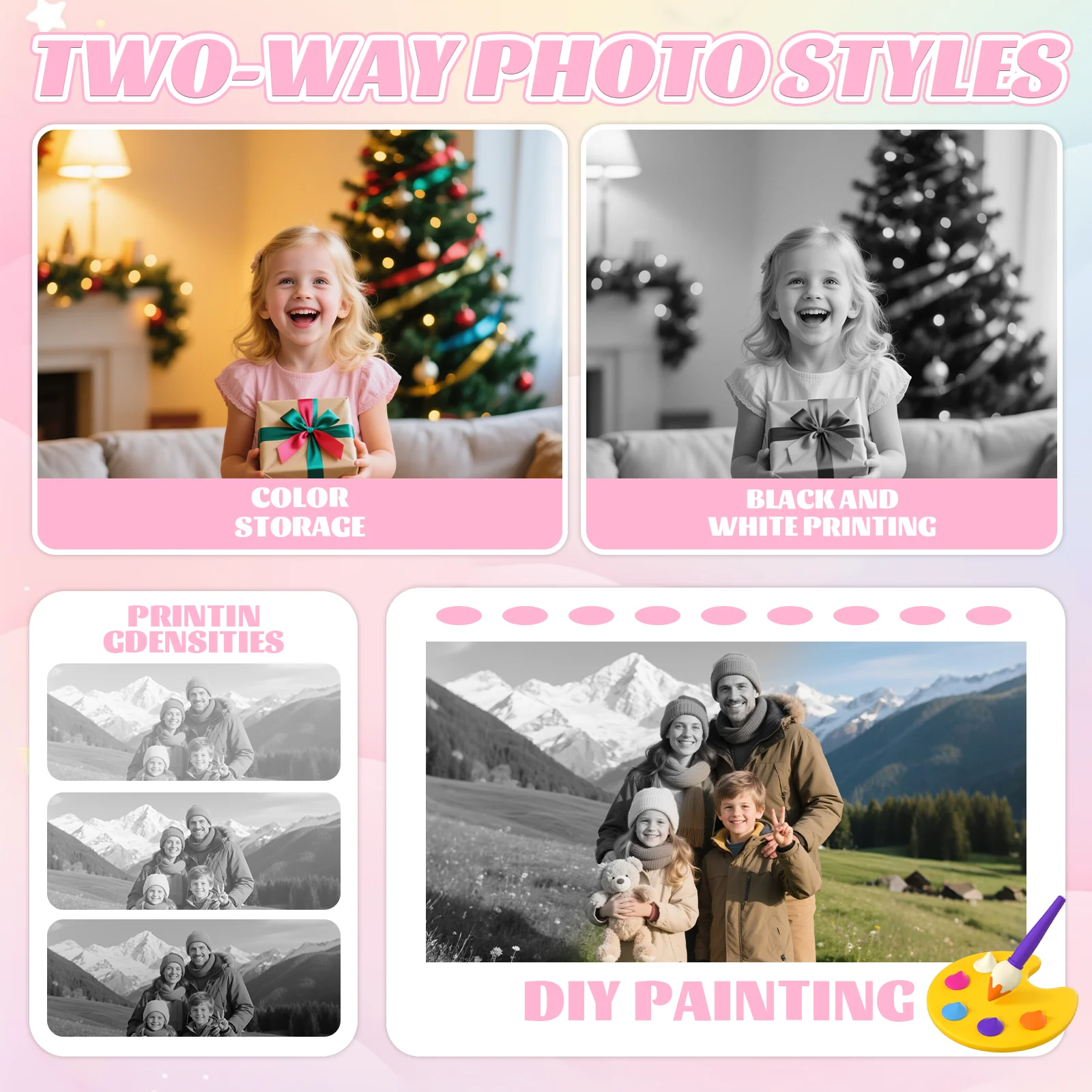 Digitale kindercamera 1080P HD-videorecorder met instant print Mini thermische printer Educatief verjaardagscadeau voor kinderen