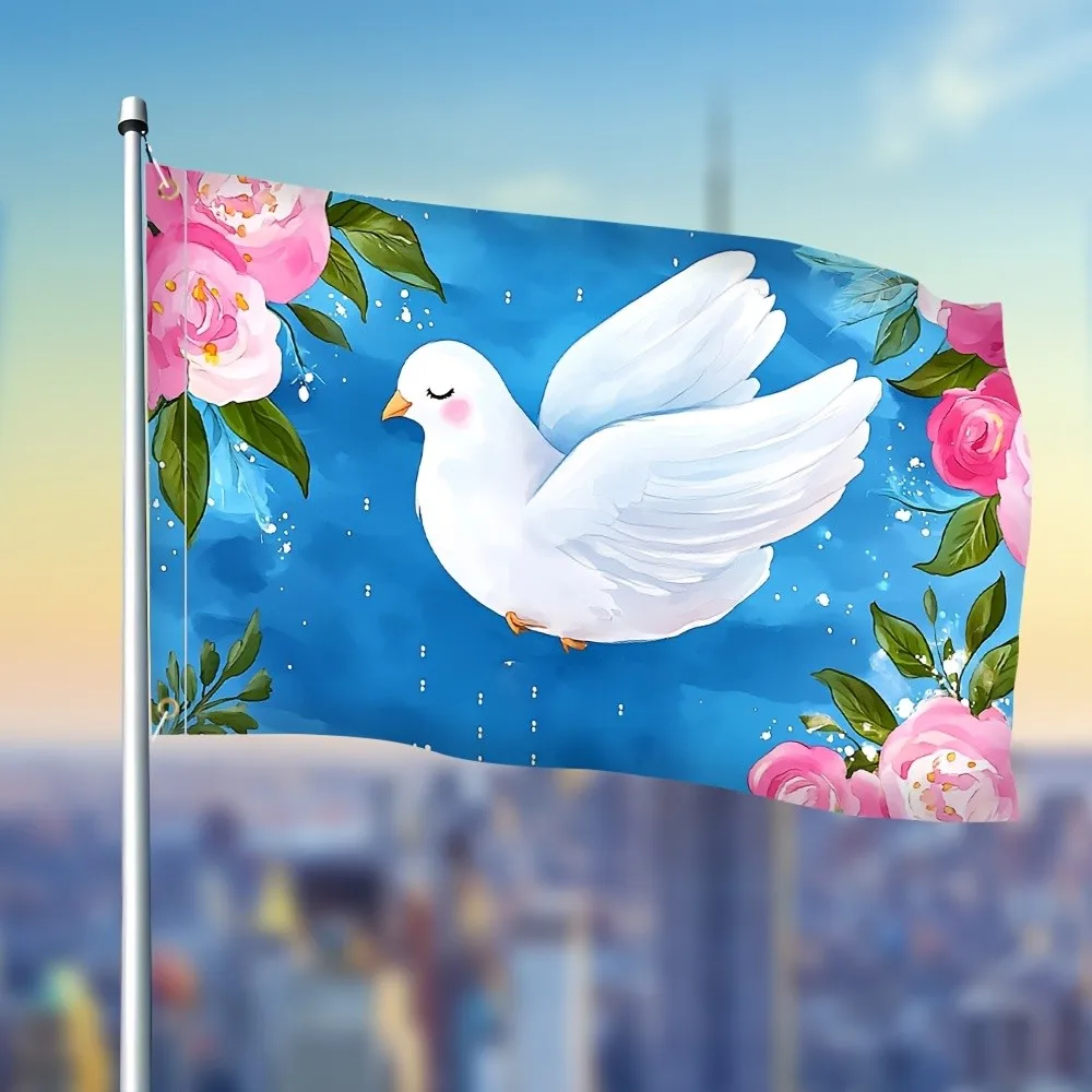 Peace Dove Floral Garden Polyester Flag Vivid Outdoor Decoration Weather Resistant