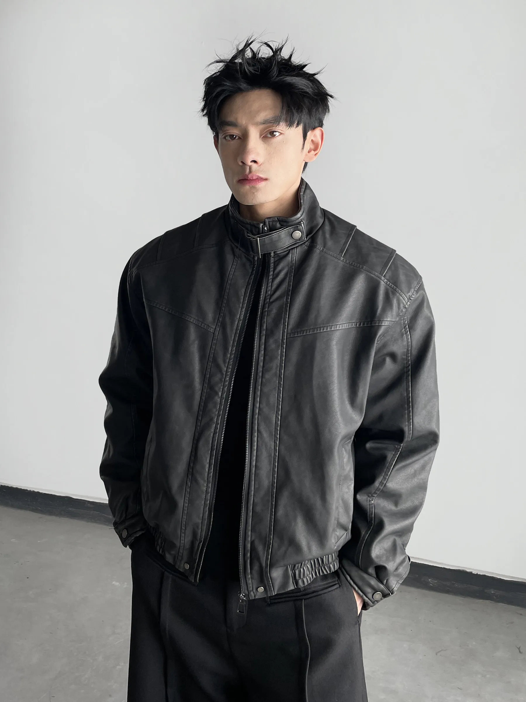 

Ретро-куртка из искусственной кожи в американском стиле, повседневная мотоциклетная куртка, уличная одежда для мужчин и женщин, парная верхняя одежда, водонепроницаемая.